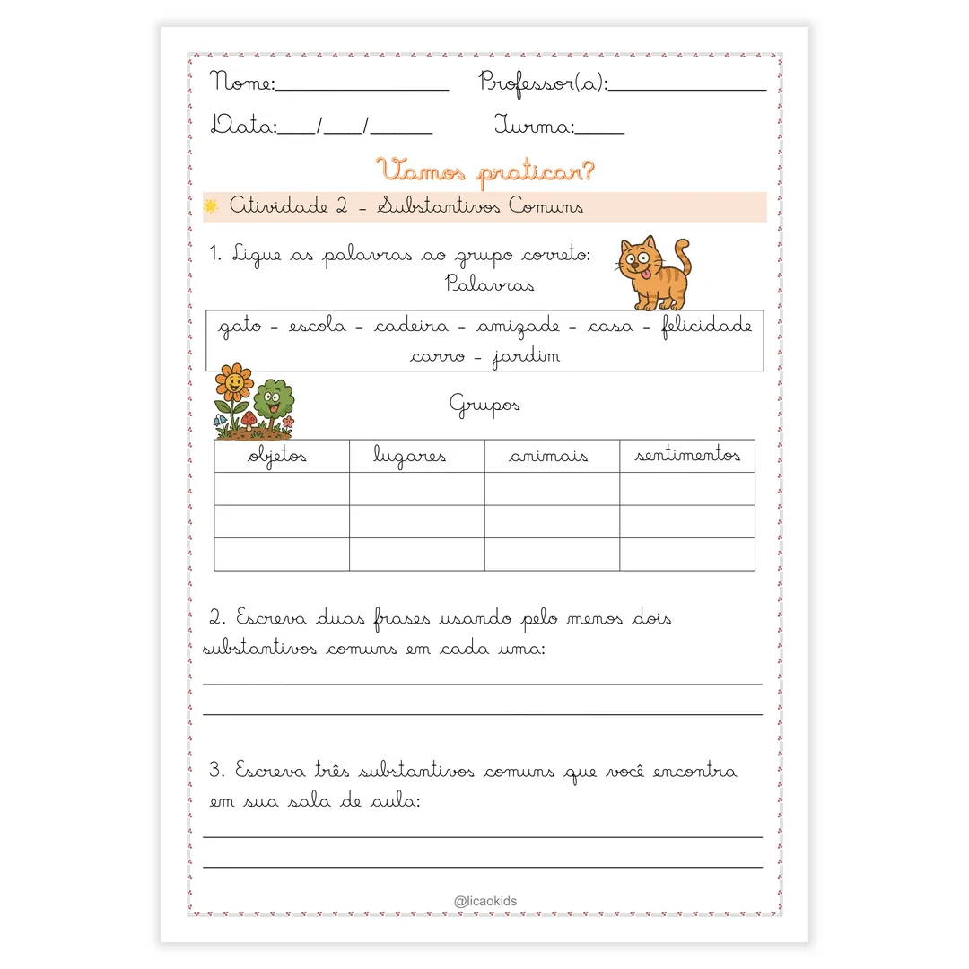Classes Gramaticais em Letra Cursiva - imagem 2
