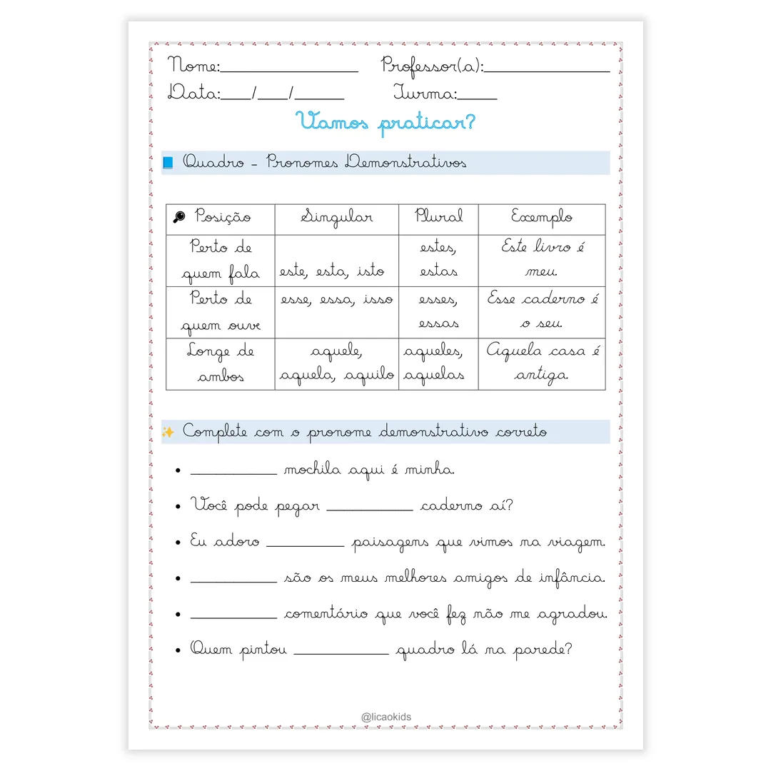 Classes Gramaticais em Letra Cursiva - imagem 10